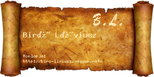 Biró Líviusz névjegykártya